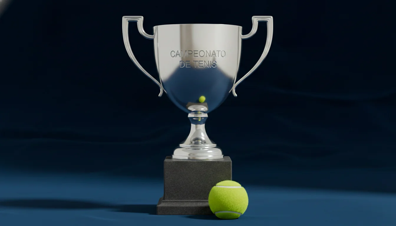Trofeo Norman Brookes Challenge Cup del Open de Australia sobre pedestal iluminado